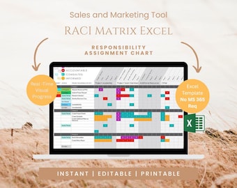 Matriz RACI en Excel / Cuadro de asignación de responsabilidades / Herramienta de ventas y marketing / Lean Six Sigma