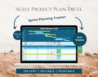 Plantilla de Excel para planes de proyectos ágiles / Seguimiento de planificación de sprints / Panel de control Scrum / Herramienta de gestión de proyectos