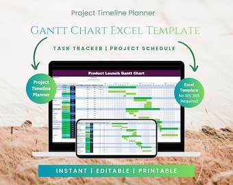 Gantt Chart Excel Template | Project Management Dashboard | Project Timeline Planner | Task Tracker | Project Schedule