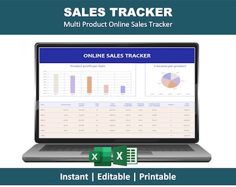 Seguimiento de ventas en Excel / Hoja de cálculo de ventas / Gestión de ventas para pequeñas empresas en línea / Panel de control de ventas