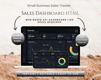 Sales Dashboard HTML App | Small Business Sales Tracker | Web Based KPI Dashboard | No Excel Required