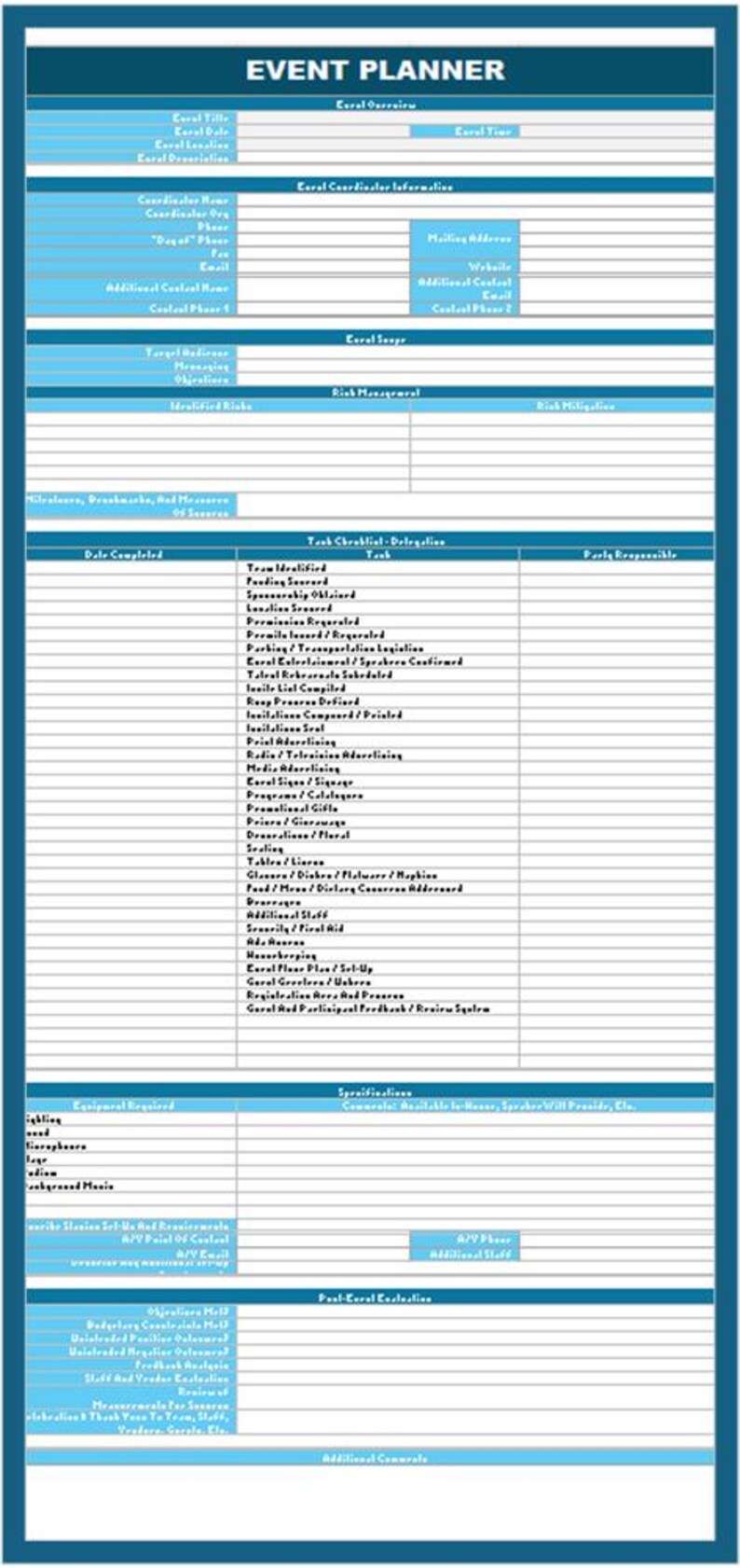 Event Planning Spreadsheet Template | Event Planner Budget Tracker ...