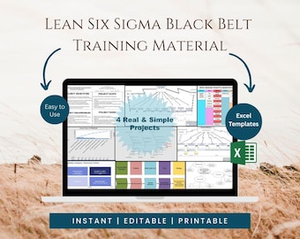 Material de capacitación para cinturón negro Lean Six Sigma / Paquete de 4 proyectos DMAIC resueltos
