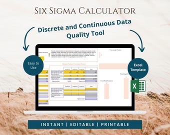 Calculadora Six Sigma en Excel / Herramienta de calidad de datos discretos y continuos DPMO para el nivel Sigma