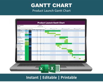 Gantt Chart Excel Template | Project Management Timeline | Project Planning Tool