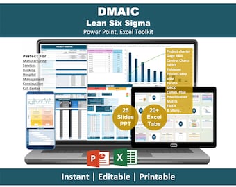 Lean Six Sigma Toolkit | DMAIC Tools | Editable Excel and PowerPoint Templates | Project Management
