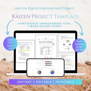 Kaizen Project Template | 1 Week Kaizen Event | Lean Six Sigma Improvement Project | Continuous Improvement Tool
