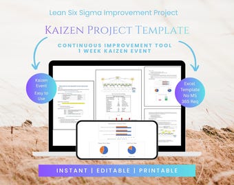 Kaizen Project Template | 1 Week Kaizen Event | Lean Six Sigma Improvement Project | Continuous Improvement Tool