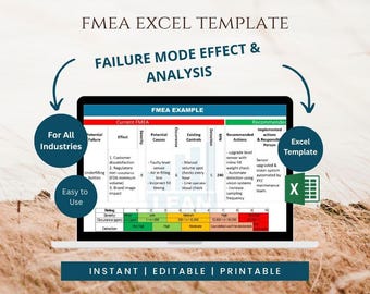 FMEA Excel Template | Risk Assessment Spreadsheet | Failure Mode Effects Analysis Tool