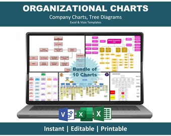 Organizational Chart Editable Excel Template | Visio Template | Bundle of 10 Charts