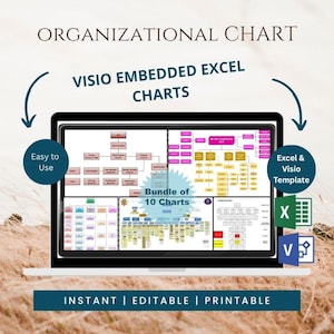 Organigramm Bearbeitbare Excel Vorlage | Visio Vorlage | Bündel 10 Lehrtafeln