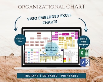 Organizational Chart Editable Excel Template | Visio Template | Bundle of 10 Charts