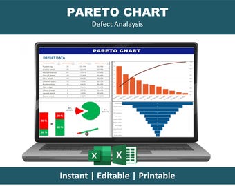 Pareto Chart Excel Template | 80/20 Analysis Tool | Quality Improvement & Lean Six Sigma Dashboard