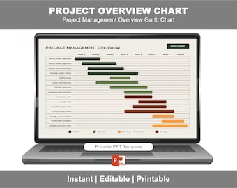 Project Management Gantt Chart Template | Project Timeline Planner | Task Tracker | Business Planning Tool