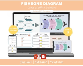 Fishbone Diagram |  Cause and Effect Diagram | Editable Excel & Visio Template