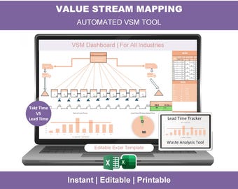 Automated Value Stream Mapping Excel Template | Lean Six Sigma Tool
