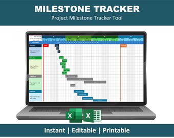 Project Milestone Tracker Excel Template | Project Management Timeline Planner | Digital Download