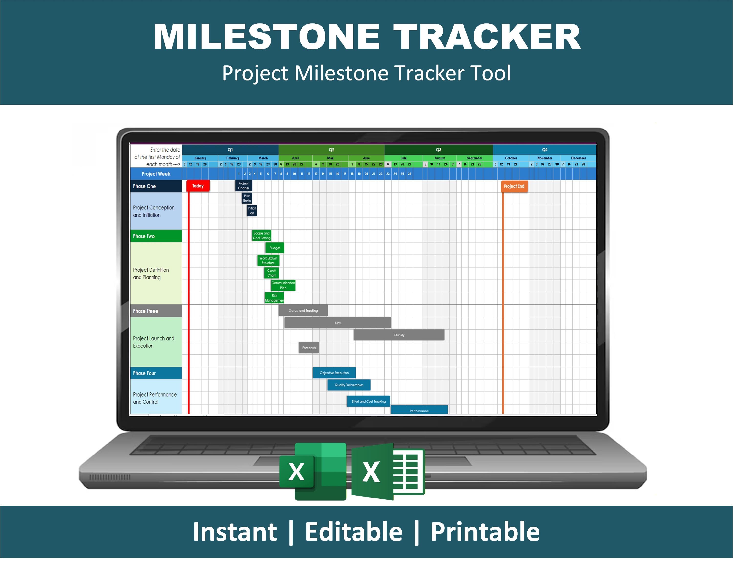 Project Milestone Tracker Excel Template | Project Management Timeline ...
