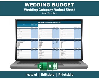 Plantilla editable de Excel para presupuesto de boda / Registro de gastos