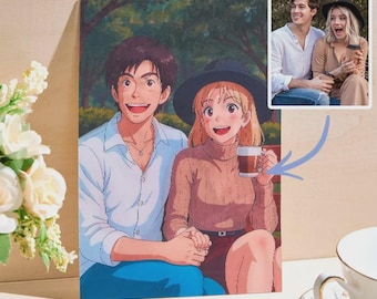 Personalized Anime Style Lenticular Photo Frame - K-DualView 3D Effect Art, Romantic Valentine’s Day Gift for Anime Lovers & Couples