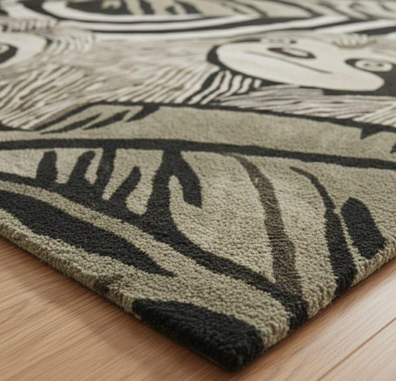 Sloth Jungle Rug for Living Room | Handmade Animal Rug | Soft Cut Pile ...