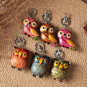 Chaveiro de coruja em couro, pingente de animal feito à mão para bolsa, chaveiro de aniversário, acessório para bolsa, chaveiro exclusivo para presente, chaveiro minimalista, envio rápido