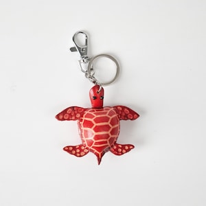 Handmade Frog&Turtle Keyring, Leather Animal Keychain, Special Gift For Nature Lovers, Gift For Animal Lovers, Bag Charm, Gift For Friends Red Sea Turtle