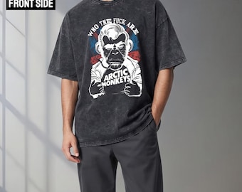 Vintage Washed Cotton T-Shirt, Arctic Monkeys Graphic Print, Oversized Streetwear Tee