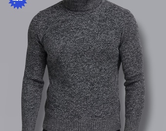 Men’s Turtleneck Knit Sweater, Thick And Warm Winter Pullover, Soft Fleece Streetwear Jumper, Cozy Long Sleeve Casual Tops, Gift For Husband