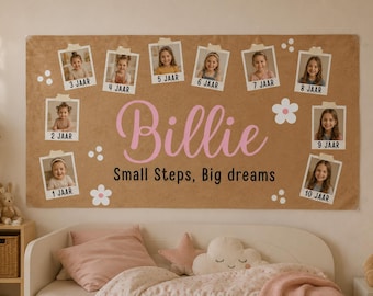 Cornice portafoto ricordo per bambini | Foto dei momenti più importanti dell'infanzia | Banner in carta dipinta a mano | Banner fotografico per aggiungere le proprie foto