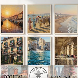 DIGITAL French Riviera Wall Art Set, Mediterranean Coastal Print, European Summer Decor, Vintage Oil Painting Poster, Download Pack-20
