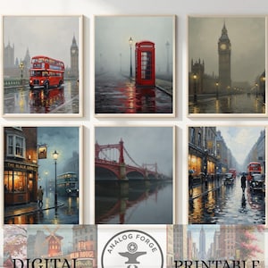 Office Decor London Wall Art Gallery Wall Set, Big Ben Print British Decor, UK Travel Gift England Cityscape Digital Download