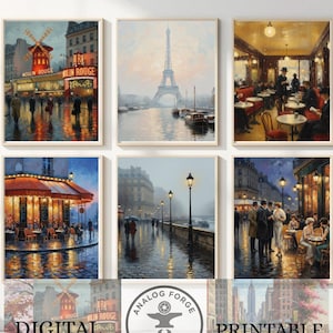 DIGITAL Paris Wall Art Set, Eiffel Tower Print, Romantic French Decor, City of Lights Poster | Pack-20 (4320x5400) Digital Download