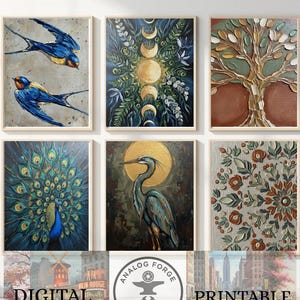 DIGITAL Modern Folk Wall Art Set, Printable Oil Painting, Rustic Farmhouse Decor, Gallery Wall Set, Digital Download Pack-20 (4320x5400)