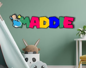 Super Mario Wooden Name Sign, Personalized Wall Decor, Game Inspired Kids Bedroom Art, Door Sign, Customized Gift, Nursery Room Decoration