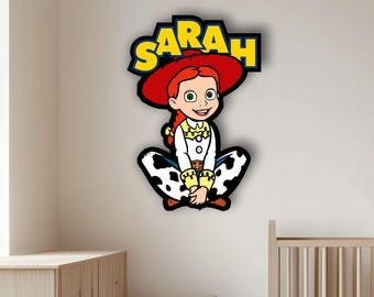 toy story bedroom decor, name sign above bed 40 inches, wooden artwork, gift for the home, home decoration,  above bed decor