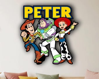 toy story bedroom decor, name sign above bed 40 inches, wooden artwork, gift for the home, home decoration,  above bed decor