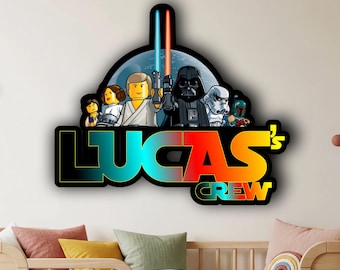 Personalized Star Wars Name Sign, Custom Starwars Wooden Wall Decor, Vinyl Printed Nursery Wall Art, Boys Room Gift, Room Decoration