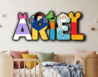 Custom Letter Name Sign, Toy Story Wall Decor, Personalized Kids Room Decor, Wooden Nursery Wall Art, Disney Character Letters Sign