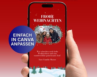 Digital Christmas greeting card template by Canva | Customizable Christmas greetings in mobile format | Canva Download