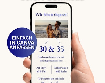 Digital Invitation for a Double Birthday Party | Editable Template | Mobile-Friendly | Canva Template | Instant Download