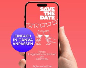 Save the Date Hen Party Template Canva – Hen Party Invitation, Canva Template, Bachelorette Party Invitation Card, Instant Download