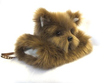 Soft Brown Puppy Hand Muff, Hand Warmer