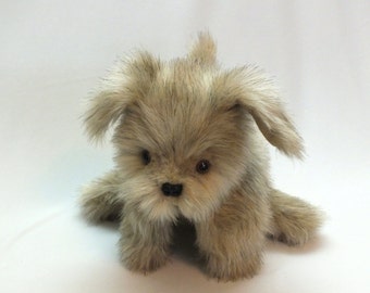 Tan Puppy Dog Hand Puppet, with floppy ears, Norfolk Terrier