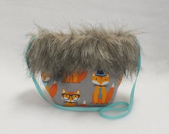 Child's Purse with Faux Fur Trim and Fun Foxes