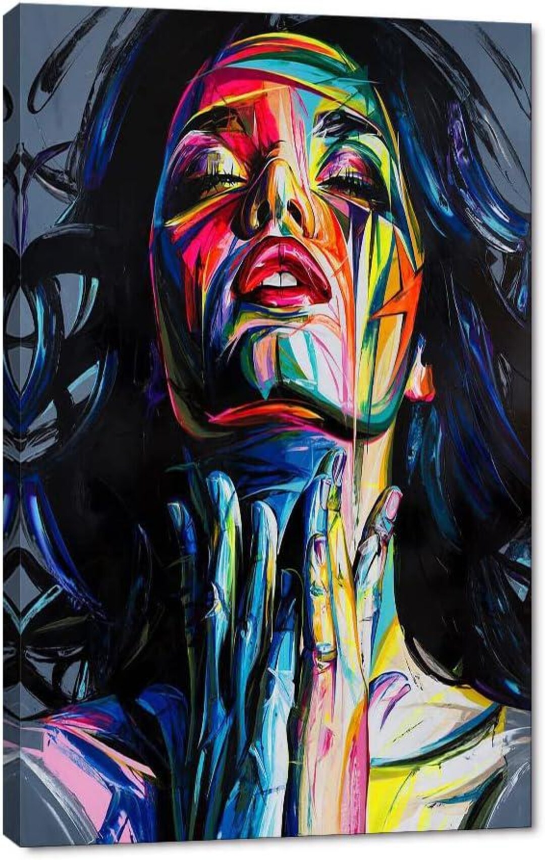 Colorful Abstract Woman Portrait Canvas Print – Vibrant Expressionist ...