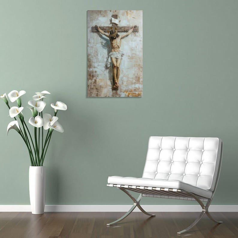 Jesus on the Cross Painting Christian Wall Art Religious Crucifixion ...