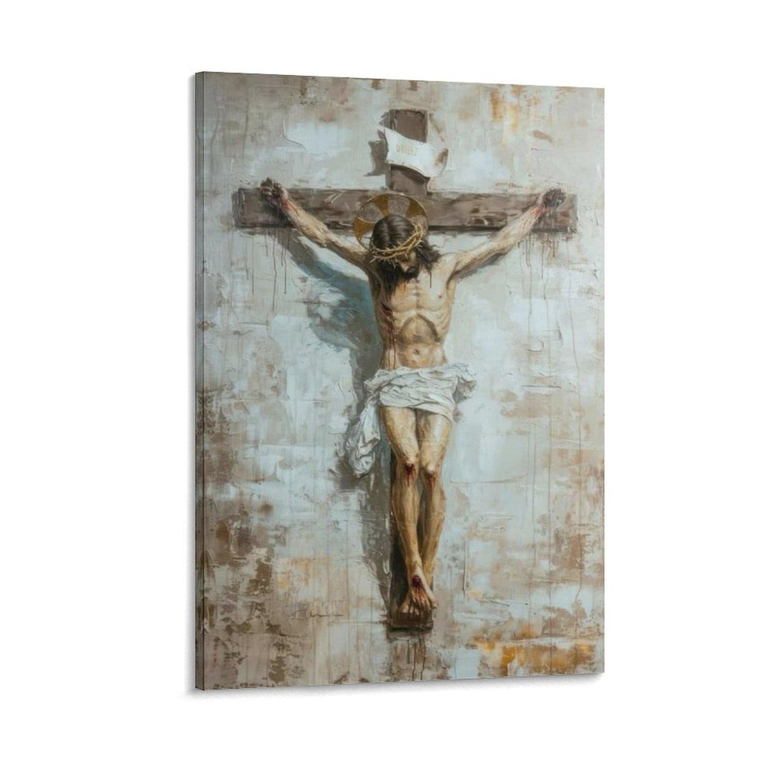 Jesus on the Cross Painting Christian Wall Art Religious Crucifixion ...