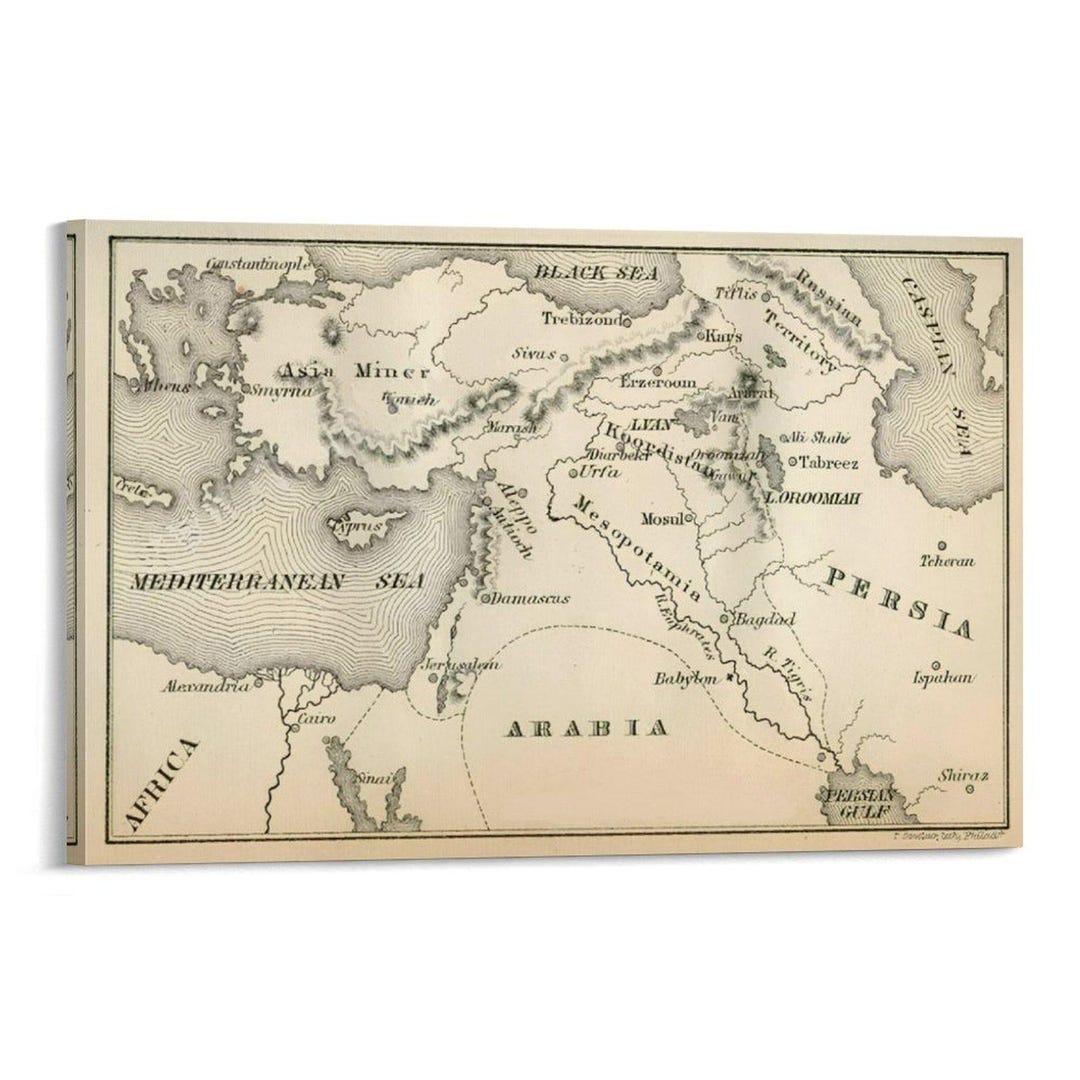Vintage Map Print of Arabia Mesopotamia Persia Antique Style Wall Art ...