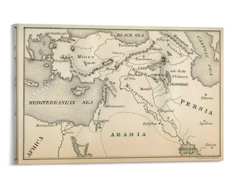 Impresión de mapa vintage de Arabia, Mesopotamia y Persia, póster de arte mural de estilo antiguo, impresión de cartografía histórica